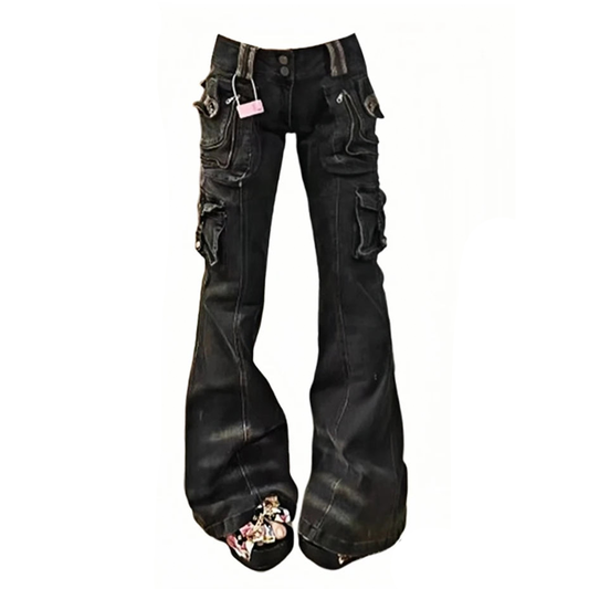Bell Bottom Denim Cargo Pants - PWM