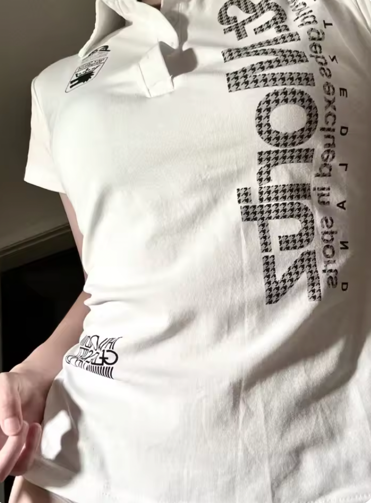Letter Print Collar T-shirt