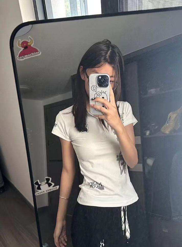Letter Print Collar T-shirt