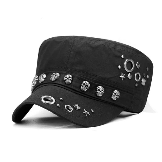 Skull Rivets Flat Top Cap
