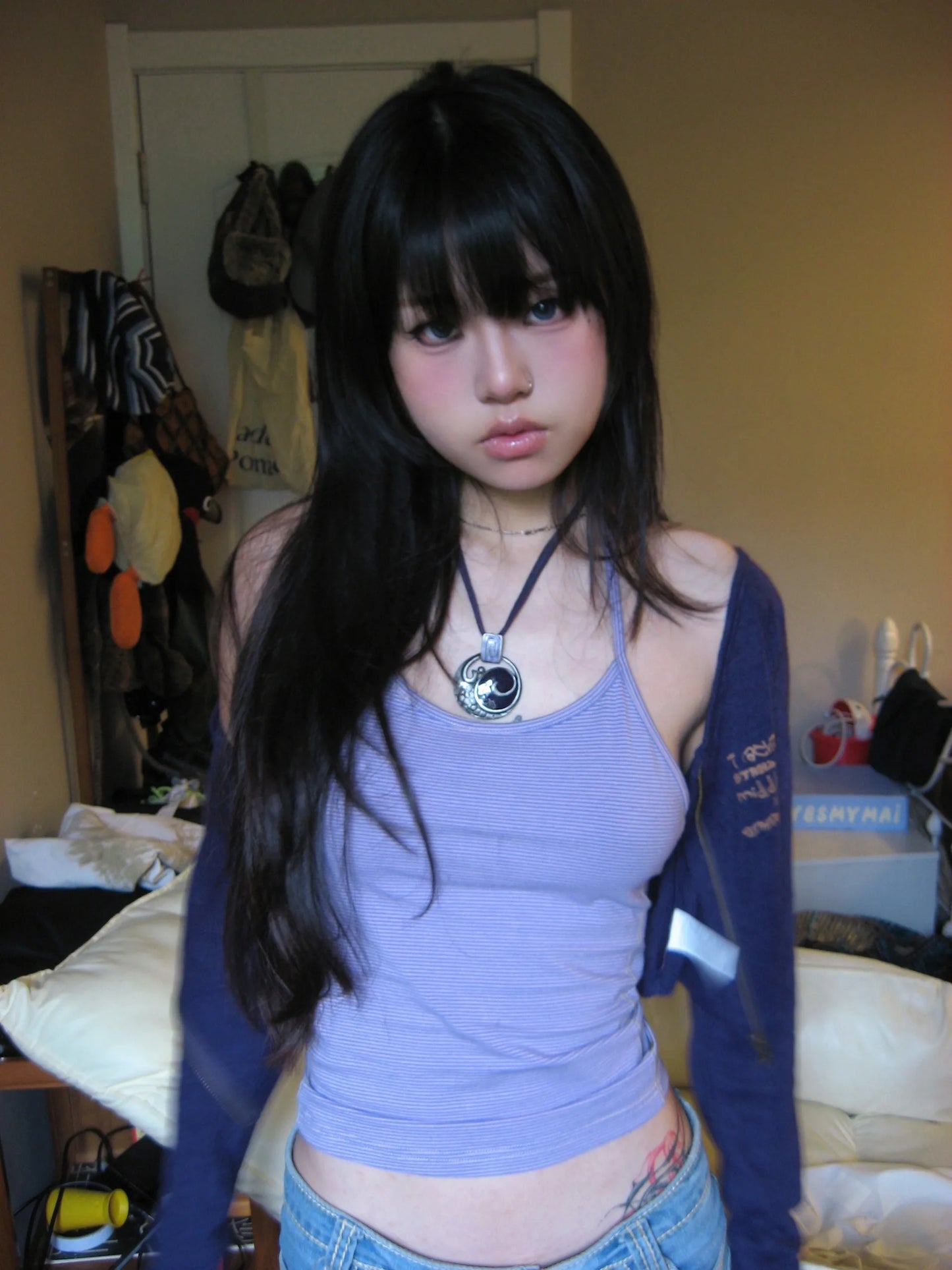 Two Piece Set Patchwork Zipper Shrit