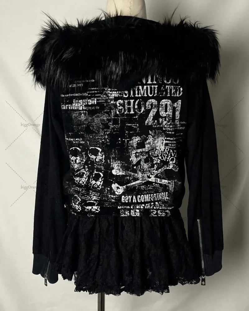 Fur Collar Zipper Hoodie