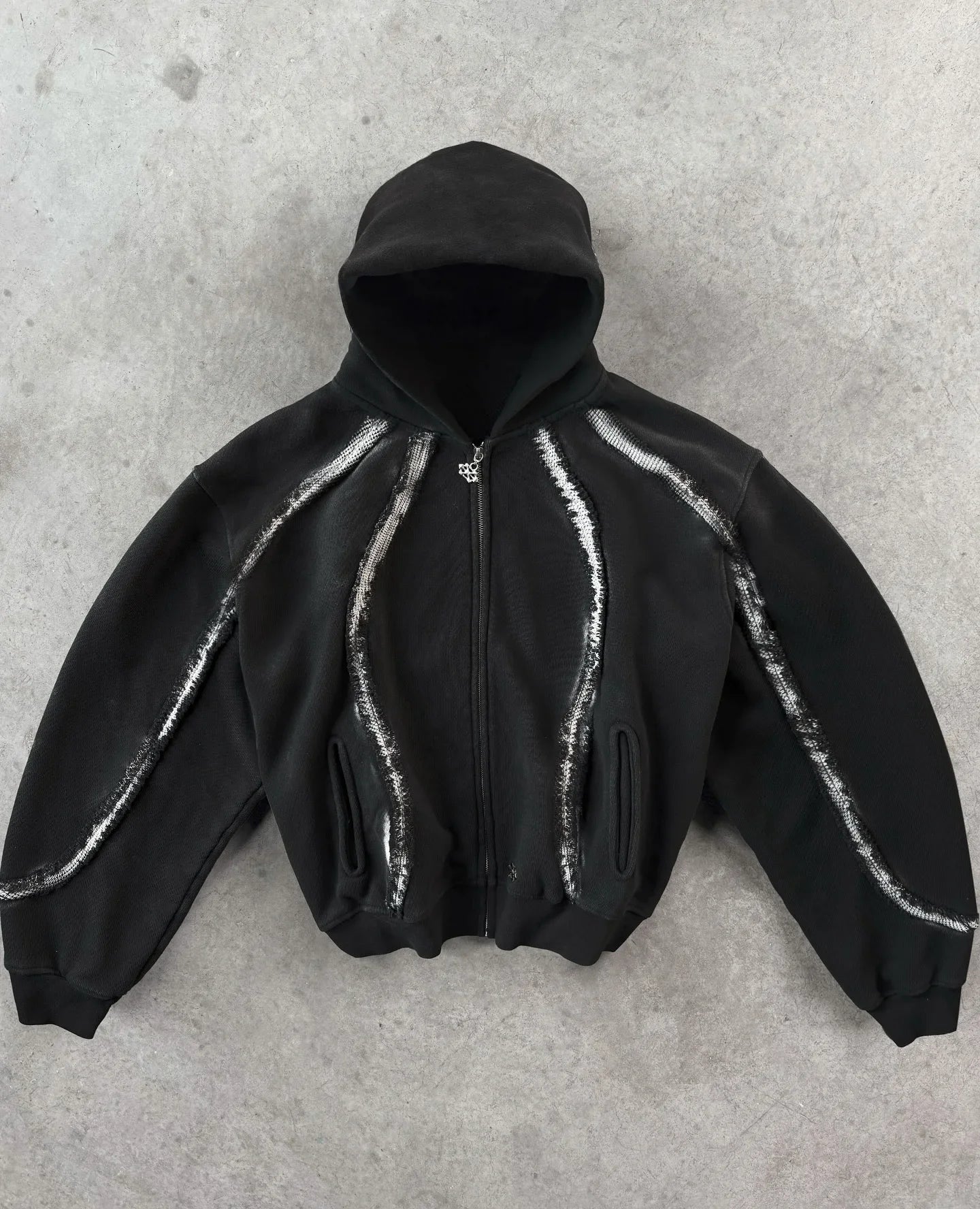 Heavy Splicing Striped Zipper Hoodie - PWM