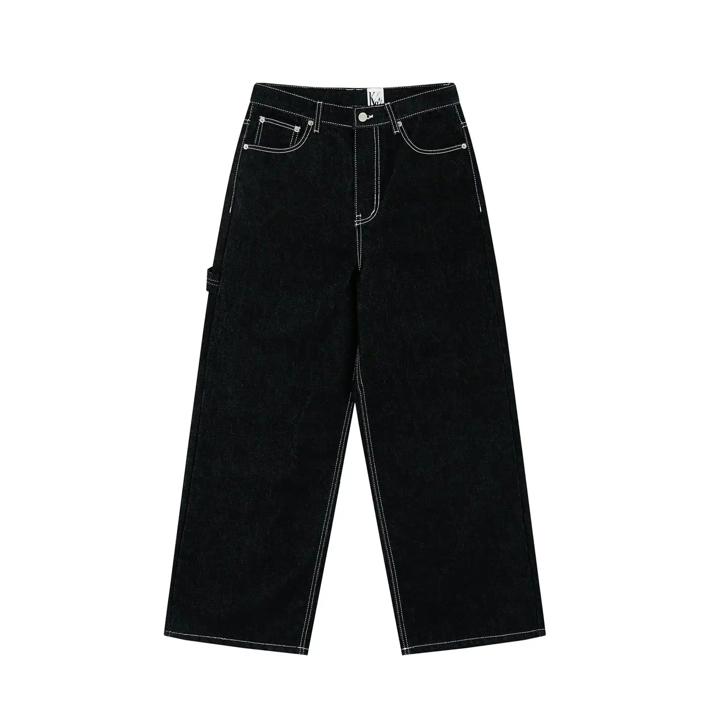 Embroidered White Lining Straight Jeans
