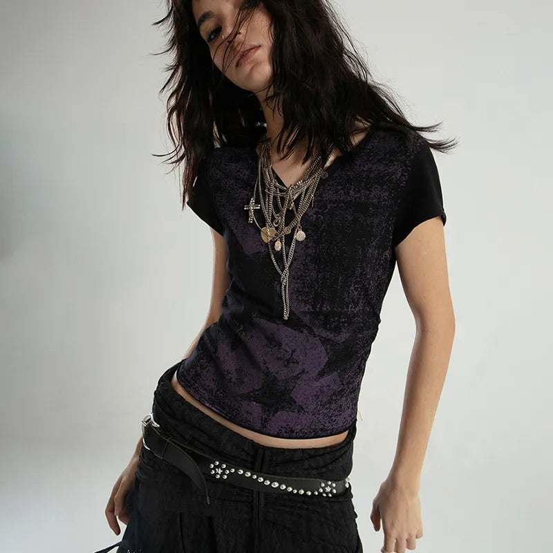 Crop Top Star Distressed T-Shirts