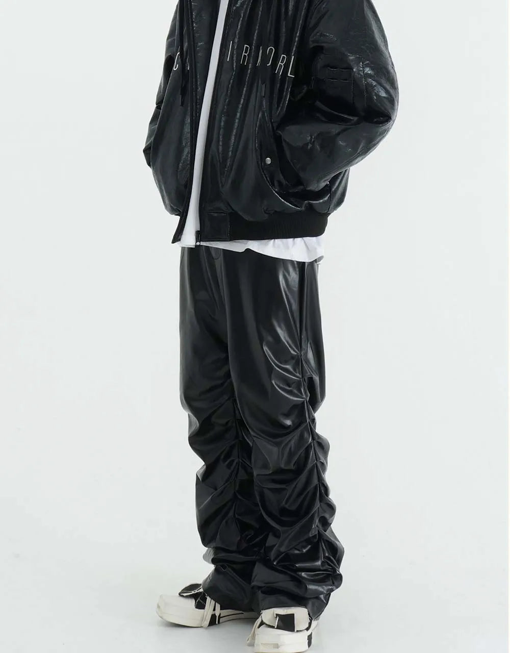 Pleated Leather Pants