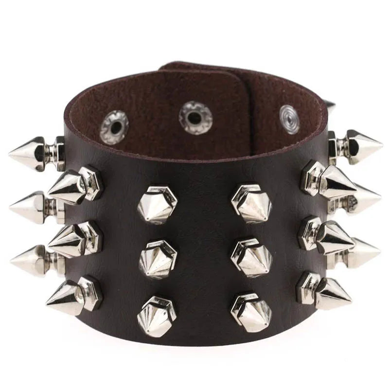 Row Cuspidal Spikes Rivet Stud Bracelet - PWM