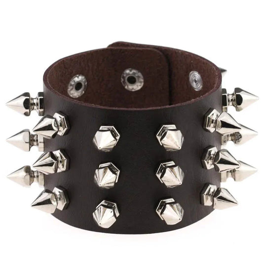 Row Cuspidal Spikes Rivet Stud Bracelet - PWM
