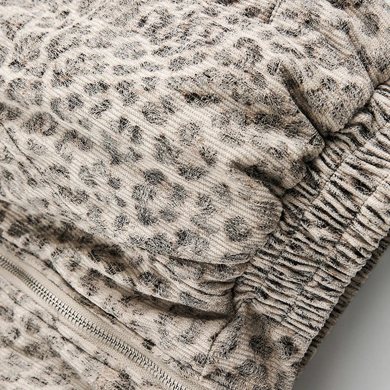 Leopard Print Fur Collar Hooded Jacket - PWM