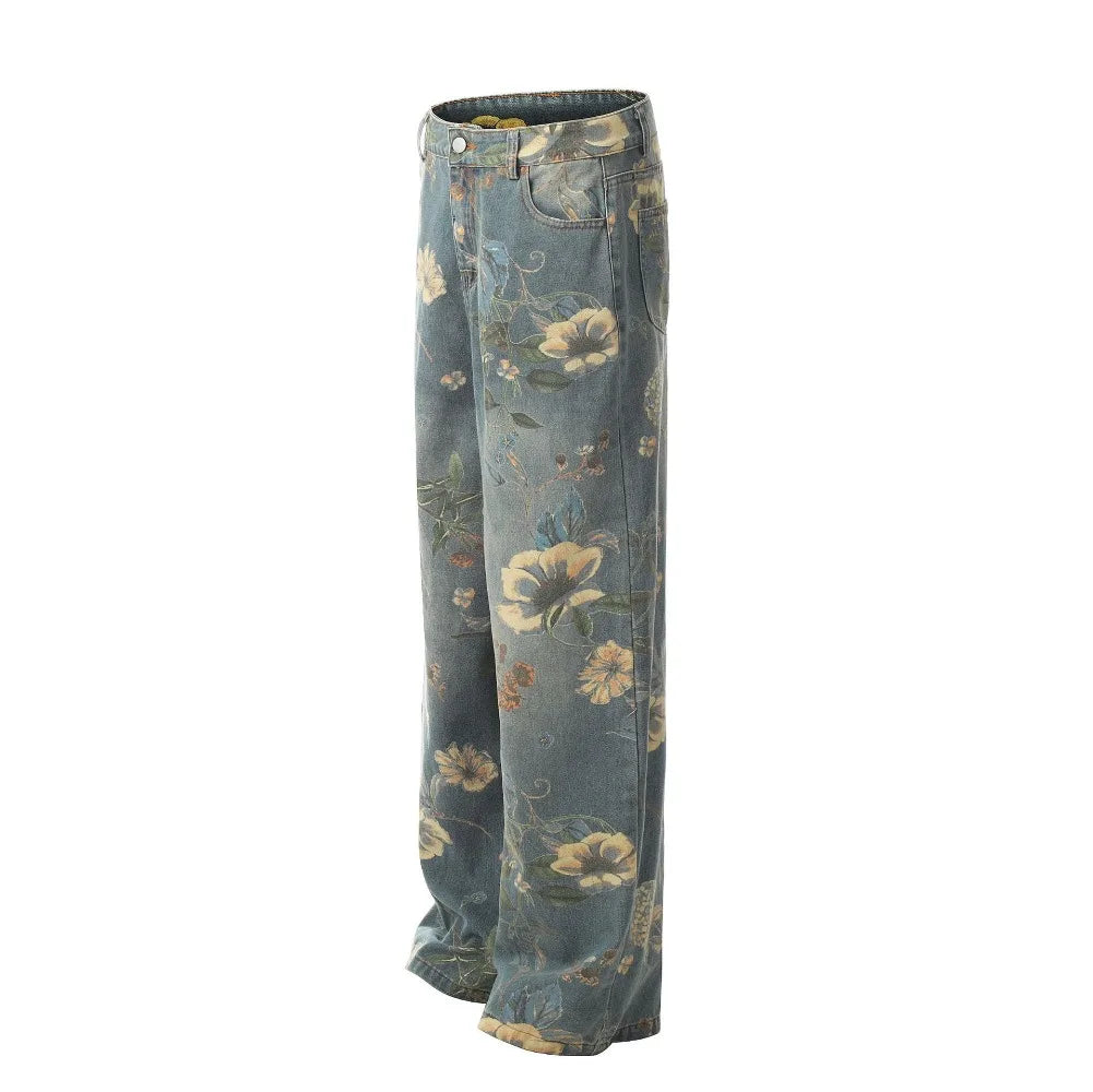 Floral Print Loose Jeans - PWM