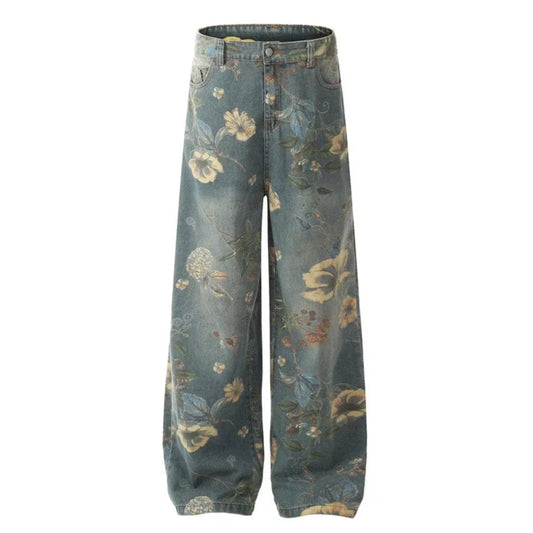 Floral Print Loose Jeans - PWM