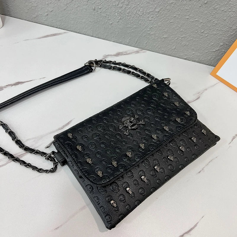 Rivet Skull relief Pattern Shoulder Bag