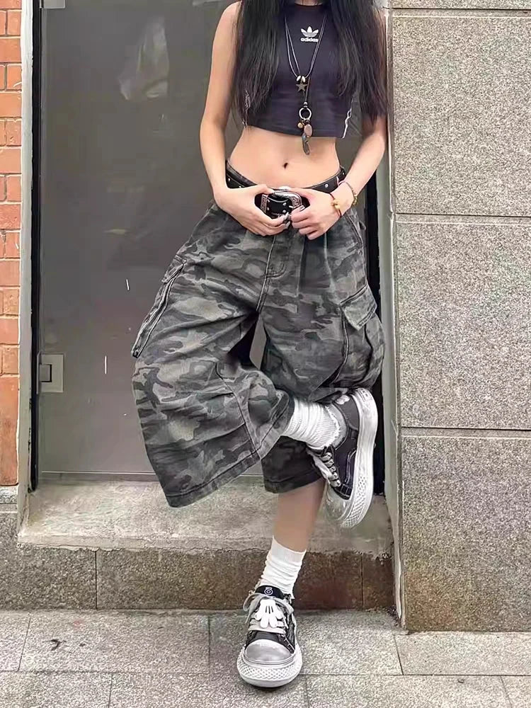 Camouflage Denim Shorts