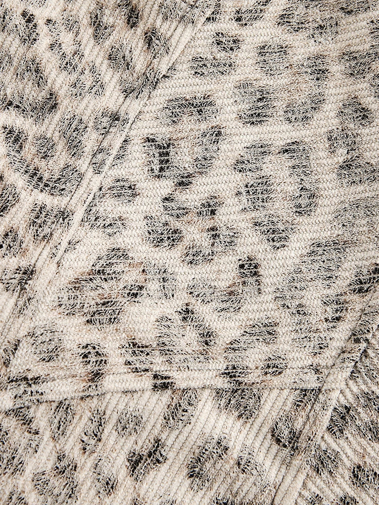 Leopard Print Fur Collar Hooded Jacket - PWM