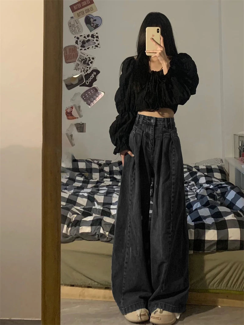 Japanese 2000s Style Baggy Denim Trousers - PWM