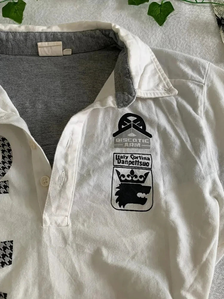 Letter Print Collar T-shirt