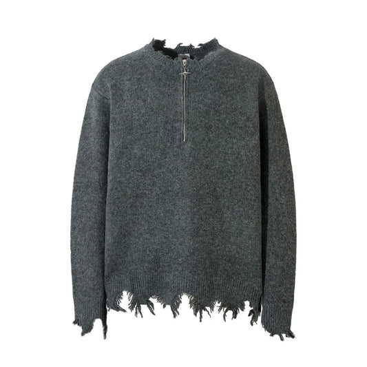 Knitted Zipper Sleeve Pullover Sweater - PWM