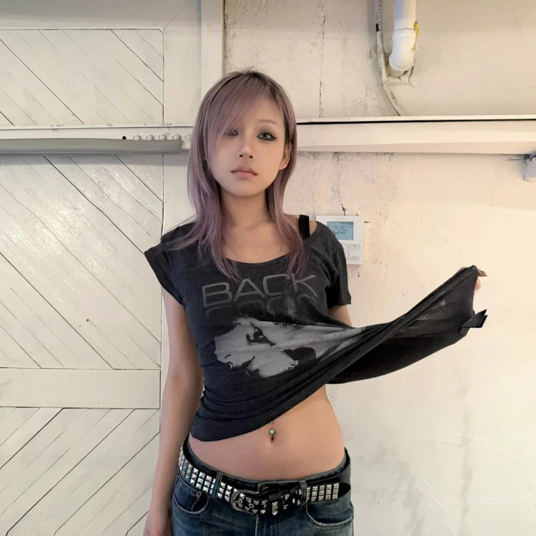 Graphic Print Short Sleeve 2000s T-Shirts