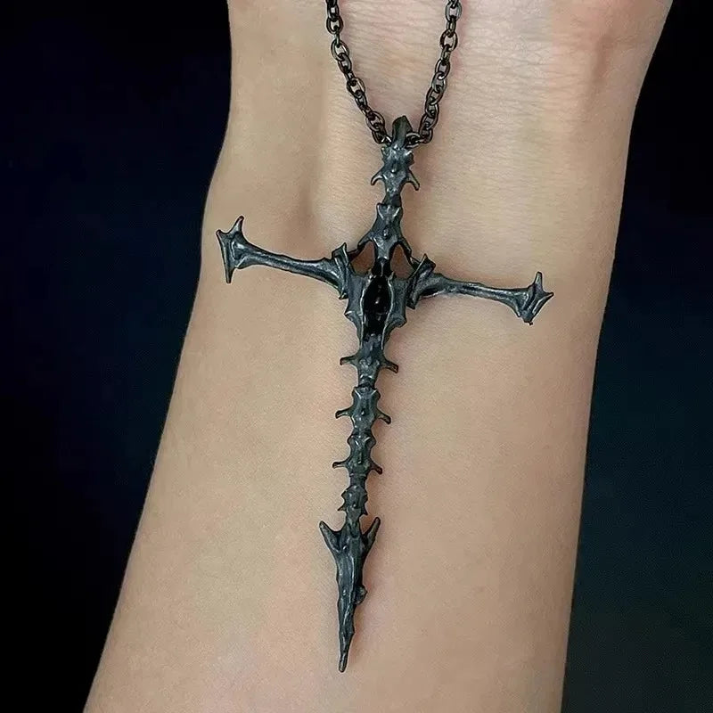 Skeleton Skull Cross Pendant Necklace