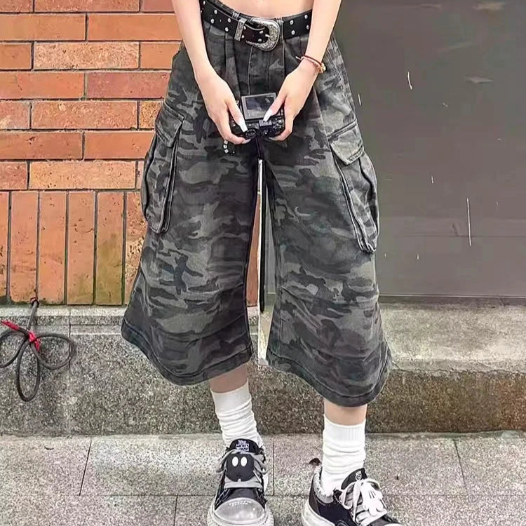 Camouflage Denim Shorts