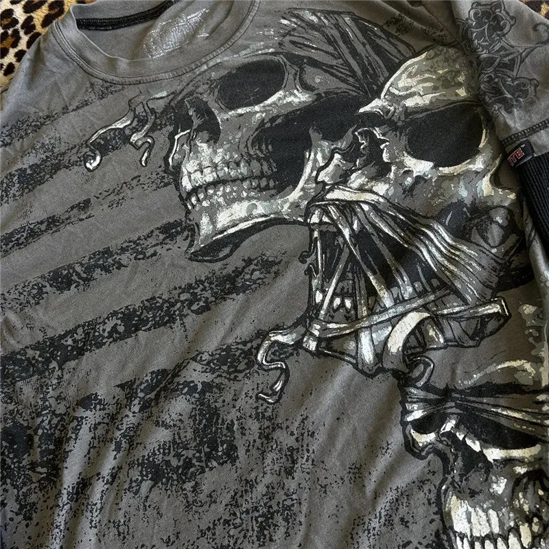 Skull Print Two Piece Long Sleeve Tee - PWM