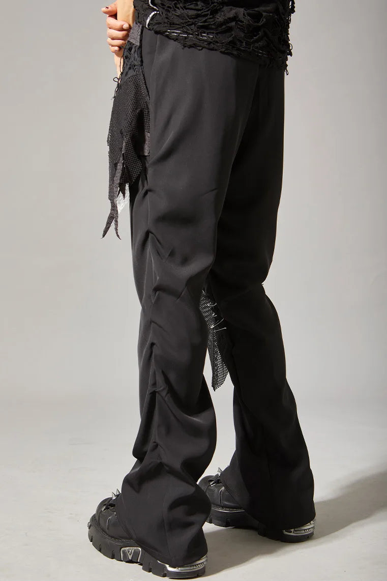 Layered Patchwork Flare Pants
