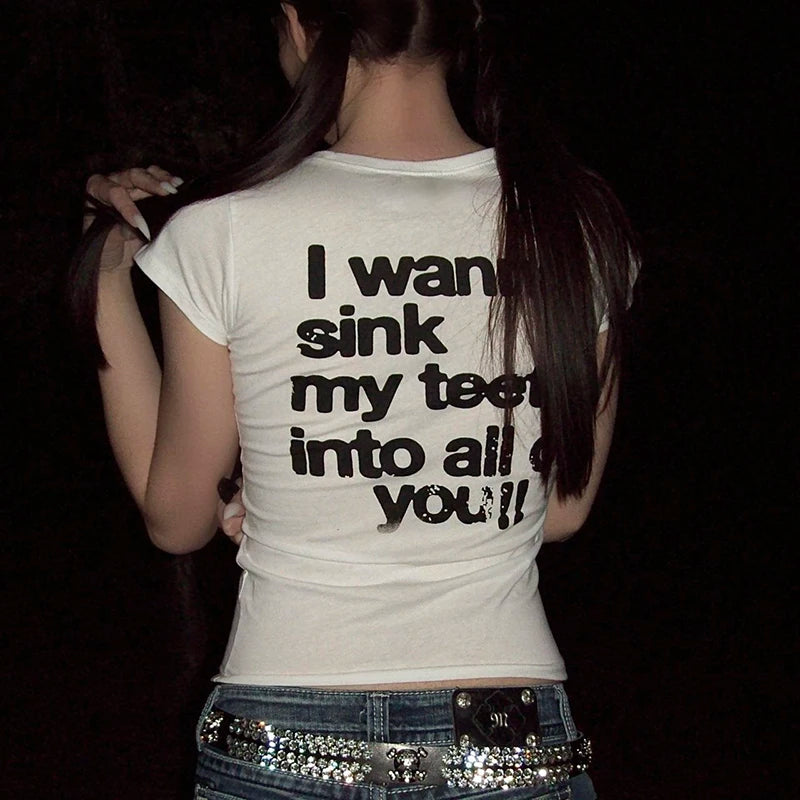 Letter Print Graphic Tees