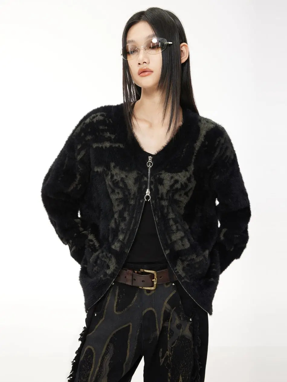 Knitted Double Zippers Cardigan - PWM