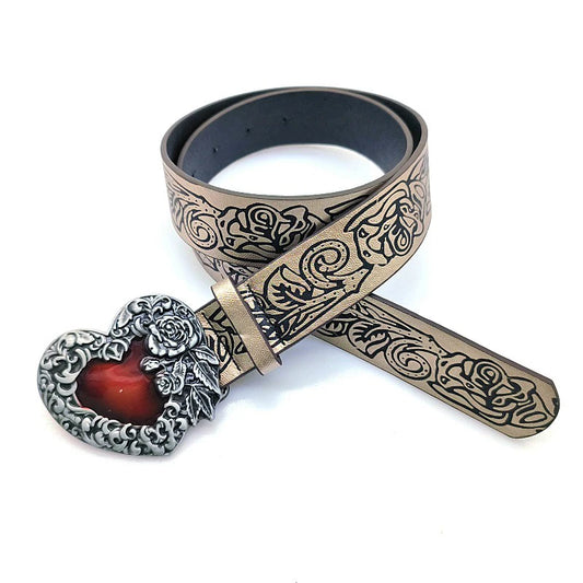 Red Peach Heart Buckle Belt - PWM
