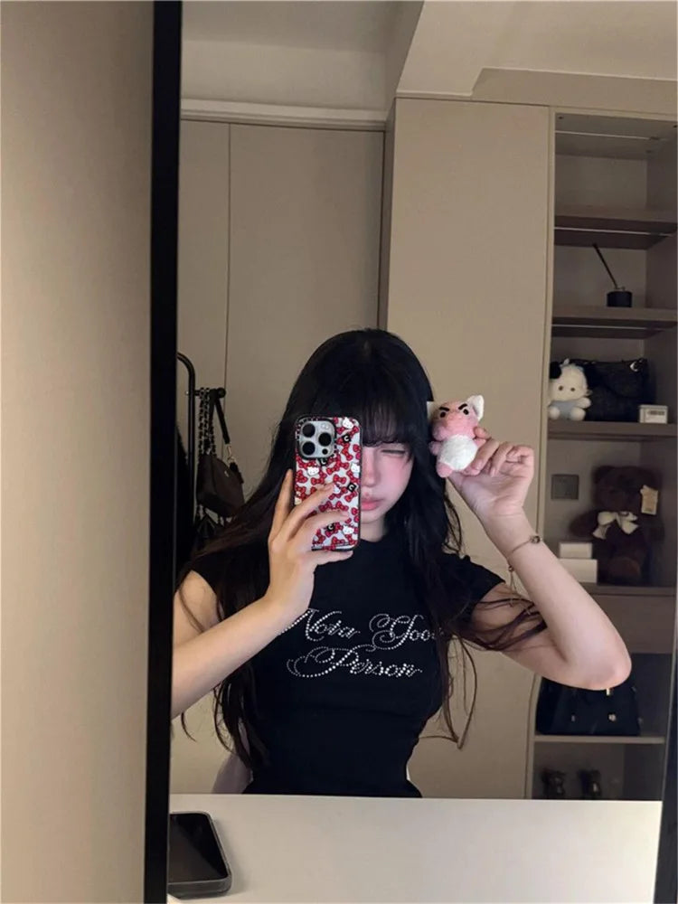 Letter Print Slim Fit Waist T-Shirt