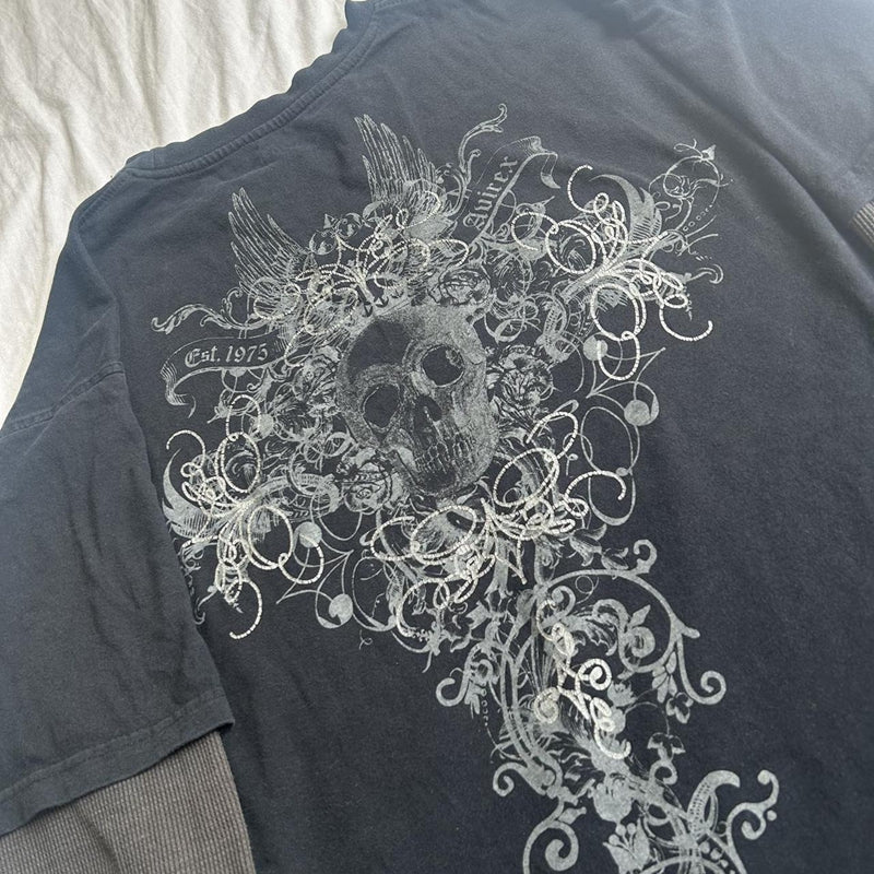 Two Piece Cross Skull Print Tee - PWM