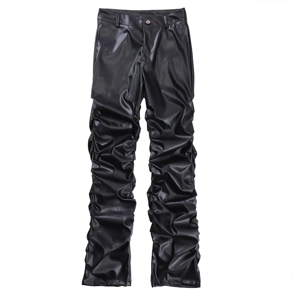 Pleated Leather Pants