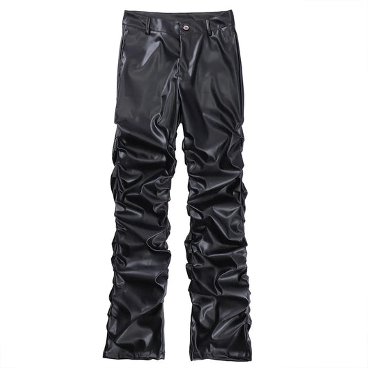 Pleated Leather Pants