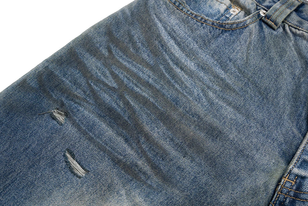 Damaged Hole Baggy Wide Leg Jeans - PWM