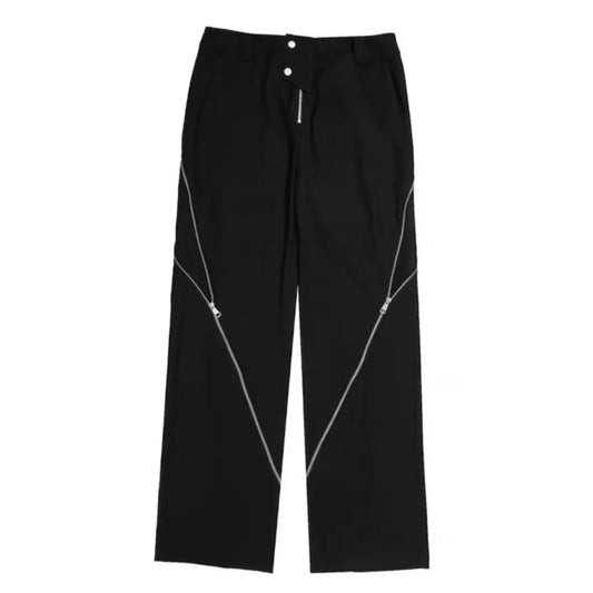 Zipper Slit Slightly Flared Pants