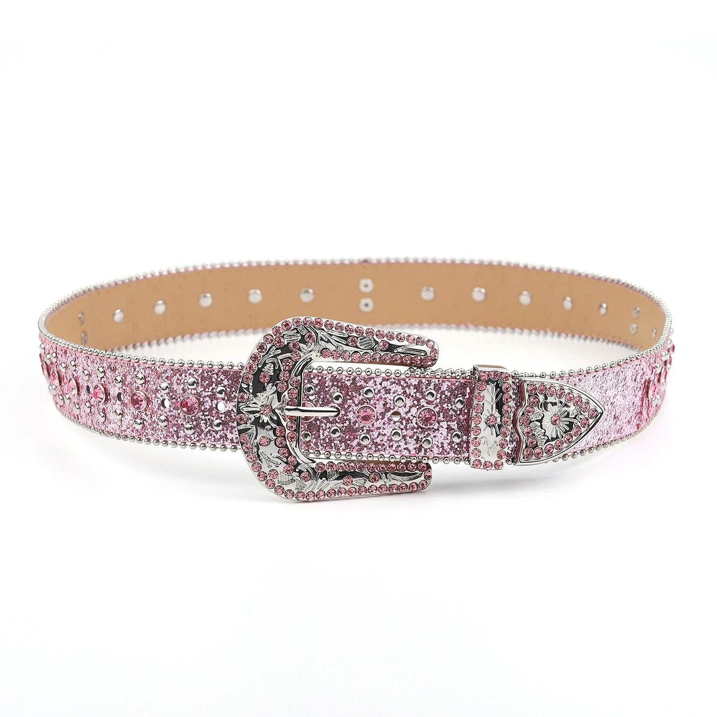 Pink cross-rivet Rhinestone belt - PWM