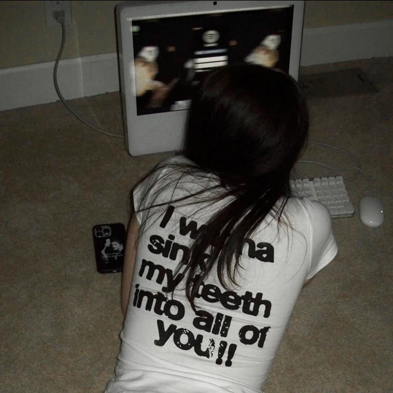 Letter Print Graphic Tees