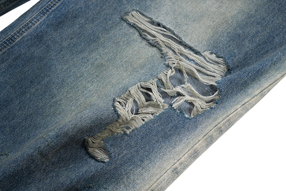 Damaged Hole Baggy Wide Leg Jeans - PWM
