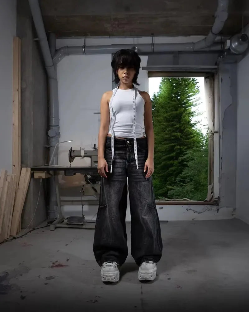 Stitching Washed Make Old Baggy Jeans - PWM