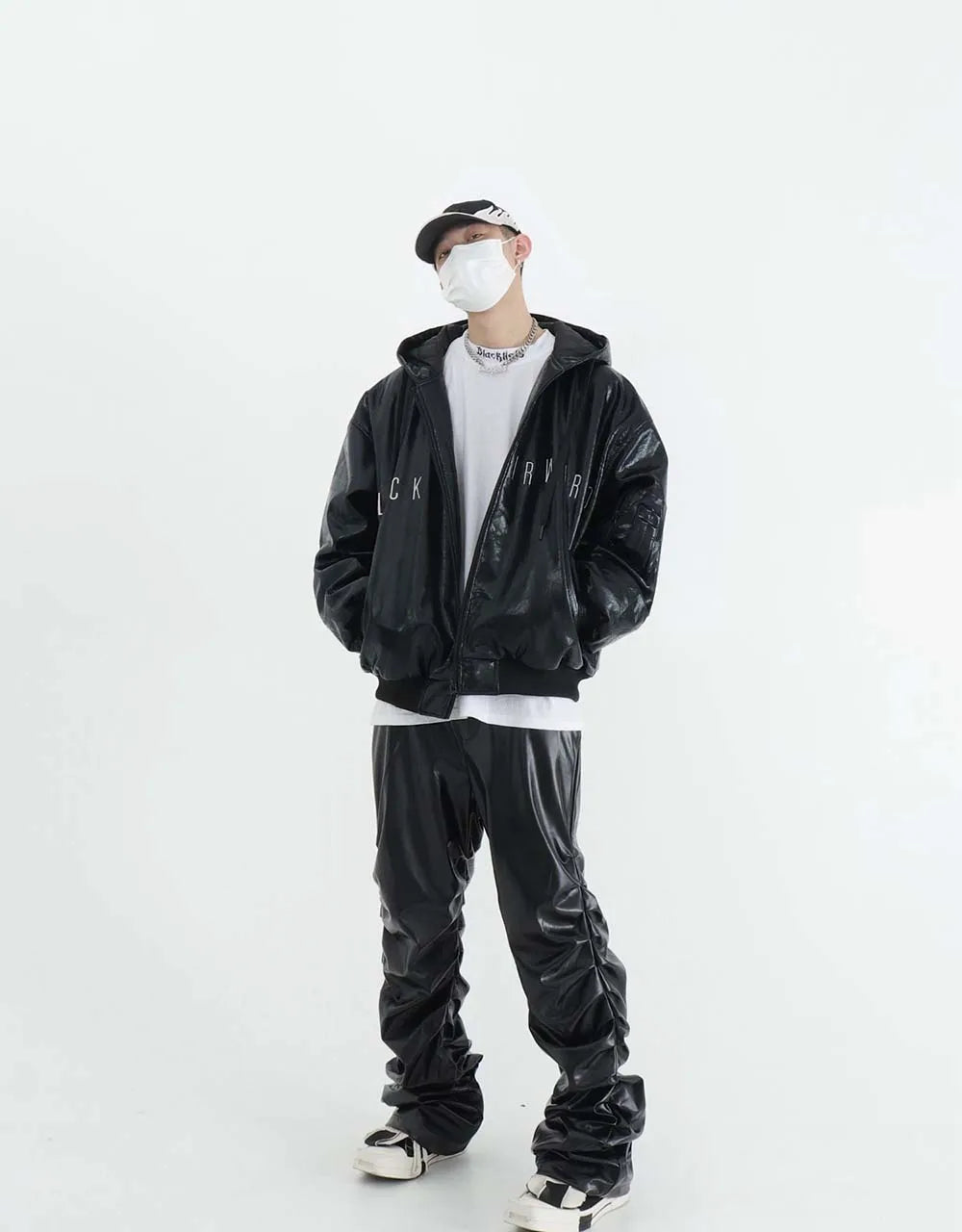 Pleated Leather Pants