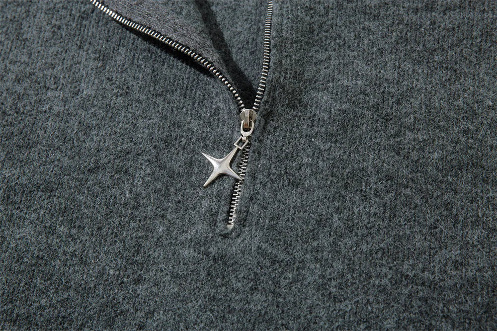 Knitted Zipper Sleeve Pullover Sweater - PWM
