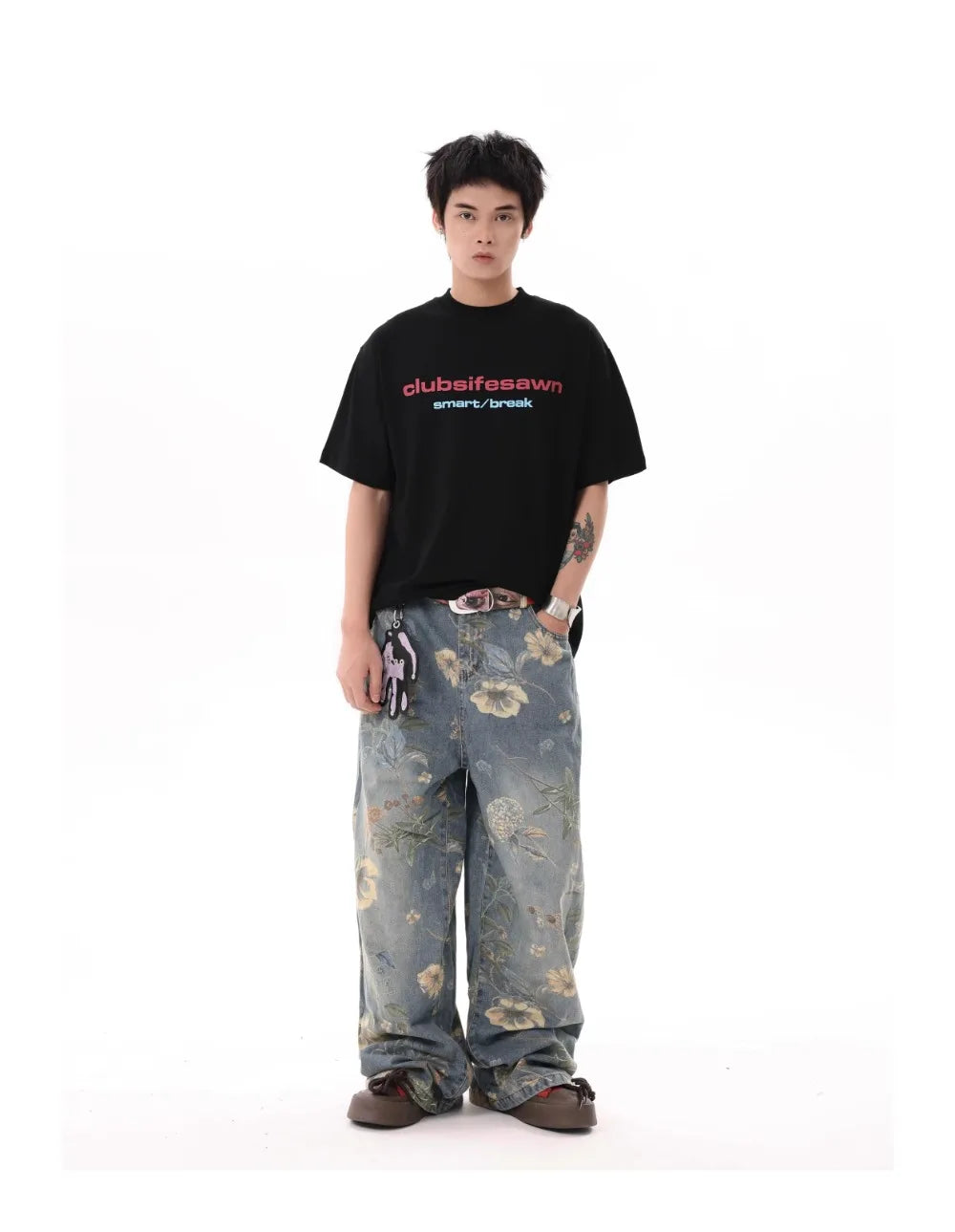 Floral Print Loose Jeans - PWM