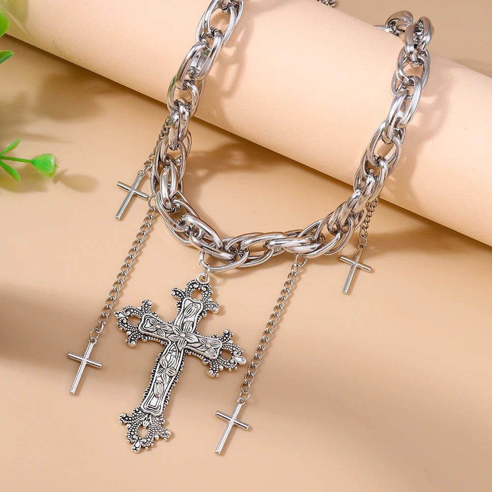 Cross Choker Pendant Necklaces