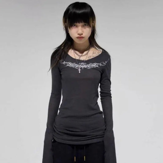 Slim Fit  Gothic Tops - PWM