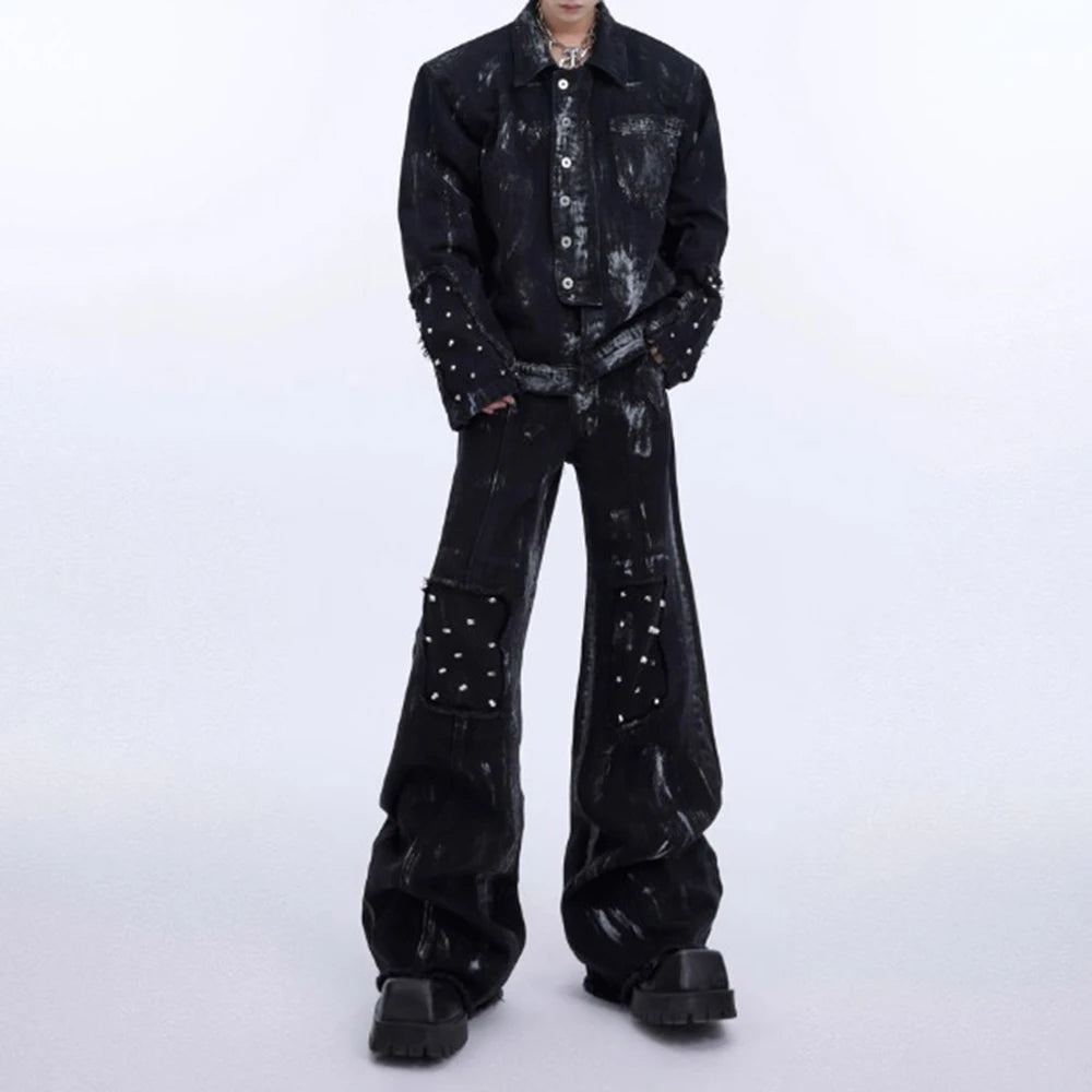 Painted Rivet Flared Trousers - PWM
