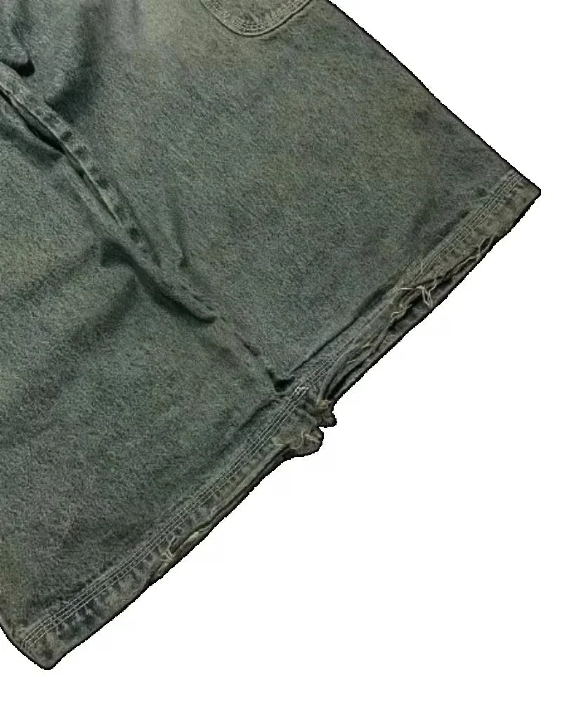 Letter Embroidery Baggy Jeans