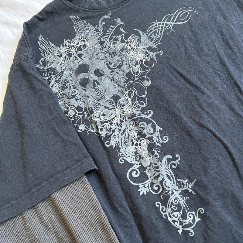 Two Piece Cross Skull Print Tee - PWM