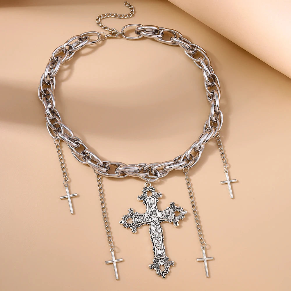 Cross Choker Pendant Necklaces
