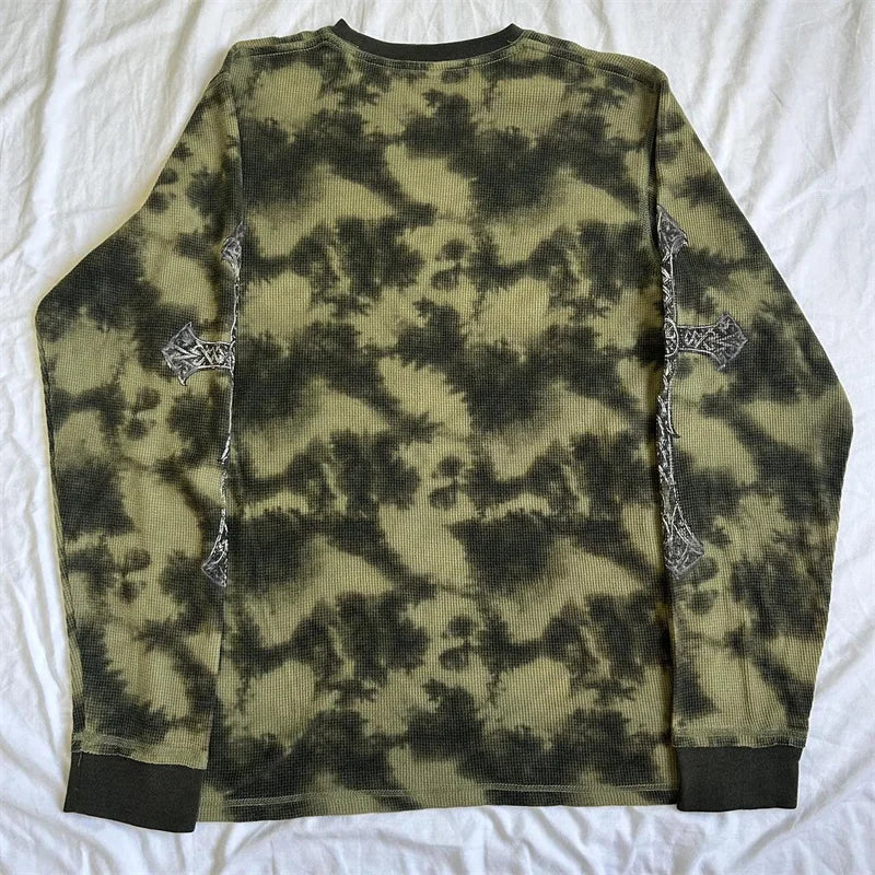 Cross Skull Print Long Sleeve Shirt - PWM