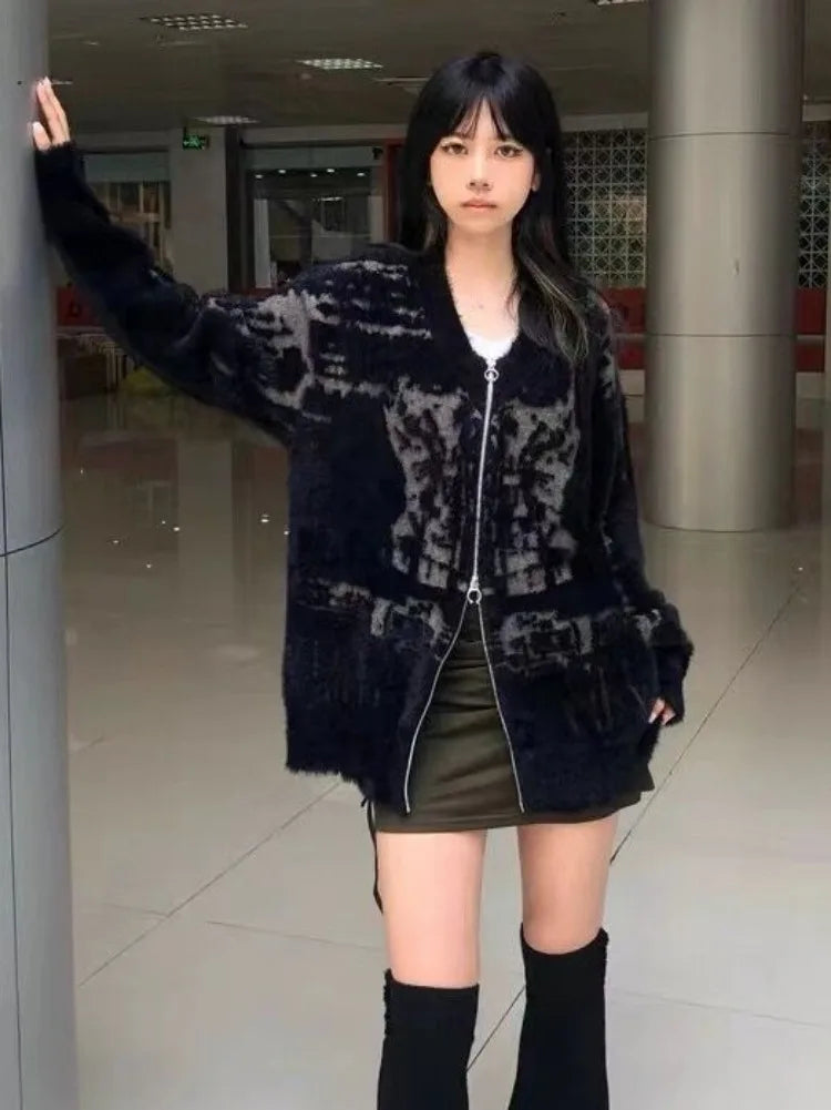 Knitted Double Zippers Cardigan - PWM